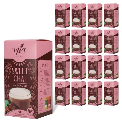 MIA Sweet Chai Schoko Instant Milchtee Getränkepulver, 16er Pack x (10 Sticks x 25g), einfache Zubereitung, löslich, 160 Tassen, Vorratspackung von MASSIMO