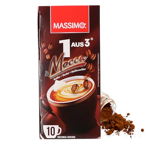 Massimo 1 aus 3 Mocca Instant Kaffee, 160 Sticks á 18g, Löslicher Kaffee, Getränkepulver mit löslichem Bohnenkaffee, Zucker und Kaffeeweißer von MASSIMO