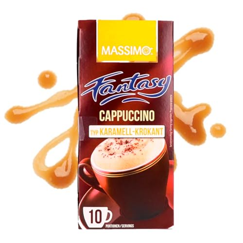 Massimo Cappuccino Karamell Krokant 160 Sticks Instantkaffee á 12,5g, Aromatisiertes Getränkepulver mit löslichem Cappuccinopulver mit Karamell-Geschmack von MASSIMO