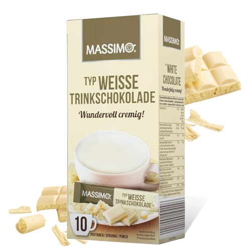 Massimo Weiße Trinkschokolade, 16er Vorratspackung (16 x 250g) 160 Sticks Aromatisiertes Getränkepulver, Kakaopulver für weißer Schokolade, löslich, cremig von MASSIMO