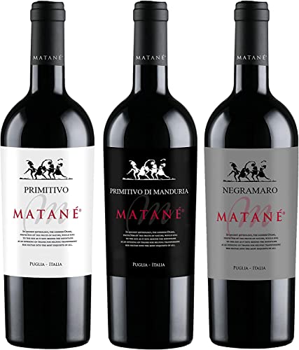 Gemischte Kiste Rotweine - Negramaro, Primitivo, Primitivo di Manduria - 3 Flaschen - 0,75L von MATANE'