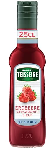 Mathieu Teisseire Erdbeer 0% Zuckerfreier Sirup, Für Getränke, Erfrischungsgetränke, Cocktails und Desserts, 25cl Flasche von Mathieu Teisseire