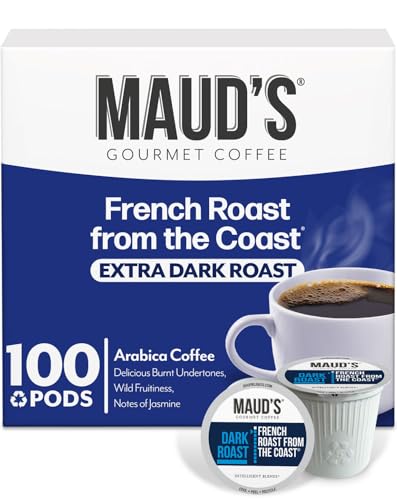 Maud's French Roast Coffee (French Roast From The Coast), 100 ct Solar Energy Recycelbar Unique Servo French Roast Coffee Pods, 100% Arabica Coffee Roasted, KCup Compatible von MAUD'S