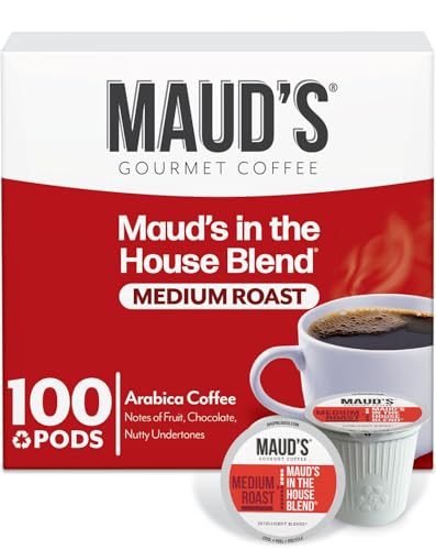 Maud's House Blend Coffee (Medium Roast) 100 ct. Recycelbare Einzelportion-Kaffeekapseln – reichhaltig befriedigende Arabica-Bohnen, kalifornisch geröstet, K-Cup-kompatibel, einschließlich 2.0 von MAUD'S