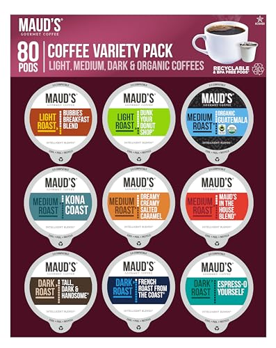 Maud's Kaffeepads mit 9 Geschmacksrichtungen, 80 ct. Recycelbare Einzelportionskapseln – reichhaltig befriedigende Arabica-Bohnen, kalifornisch geröstet, K-Cup-kompatibel einschließlich 2.0 Maud's Kaffeepads mit 9 Geschmacksrichtungen, 80 ct. Recycelbare Einzelportionskapseln – reichhaltig befriedigende Arabica-Bohnen, kalifornisch geröstet, K-Cup-kompatibel einschließlich 2.0 von MAUD'S