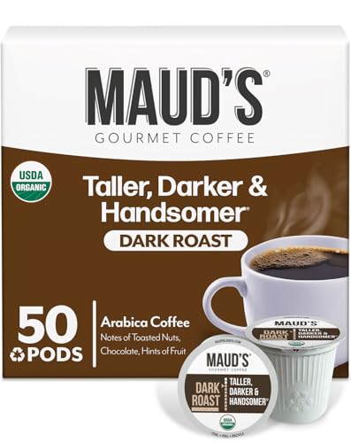 Maud's Schwarzer Bio-Bratkaffee (Werkstatt Darker & Handsomer), 50 ct. Solar Energy Produced Recycelbar, Single Serve Dark Roast Coffee Pods, 100 % Arabica Coffee California Roasted, KCup kompatibel von MAUD'S