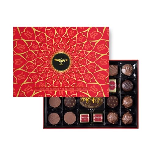 Maxim's | Geschenkbox aus Metall Schokolade sortiert Verkostung | Geschenkbox Schokolade Milch, Fondant, Gianduja | 22 verschiedene Pralinen Maxim's | Geschenkbox aus Metall Schokolade sortiert Verkostung | Geschenkbox Schokolade Milch, Fondant, Gianduja | 22 verschiedene Pralinen von MAXIM'S DE PARIS
