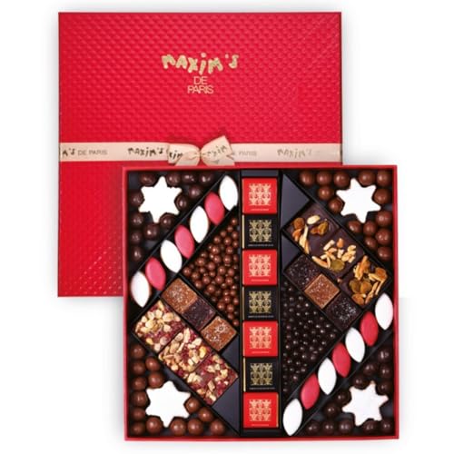 Maxim's | Geschenkbox mit Pralinen, Nudeln, Obst, Keksen | Pralinen, Müsliperlen, Gelées, Mandelkekse | Geschenkbox mit Spezialitäten-Süßigkeiten Maxim's | Geschenkbox mit Pralinen, Nudeln, Obst, Keksen | Pralinen, Müsliperlen, Gelées, Mandelkekse | Geschenkbox mit Spezialitäten-Süßigkeiten von MAXIM'S DE PARIS
