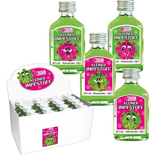 Kleiner Corona Impfstoff | 20 x 0,02l | Pfefferminzlikör | 20% vol. alc. | Humormedizin Humorapotheke | Der erste Impfstoff gegen das Virus kommt aus unserer Humor Apotheke von AV Andrea Verlag