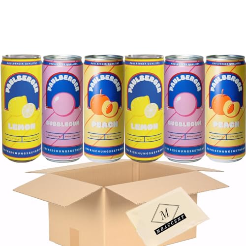 2x Paulberger Limo Set mit neuer Sorte! Paul Berger iCrimax Lemon Bubblegum Peach 6 x 330ml inkl. 1,50€ Pfand Einweg by MBAccent + MBAccent Sticker von MBAccent