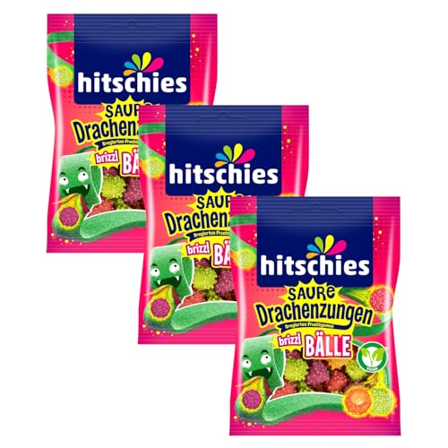 3 er Pack hitschies Saure Drachenzungen brizzl Bälle 3 x 100g von MBAccent