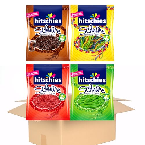 Hitschies Schnüre Set 1x normal 1x Cola 1x Erdbeere 1x Apfel Hitschler 4x125g (500g) by MBaccent + MBAccent Sticker von MBAccent