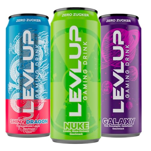 LEVLUp Gaming Drink Set Galaxy Nuke Shiny Dragon Levelup Level Up in der Dose 3x 500ml Einweg + MBAccent Versandschutzpackung von MBAccent