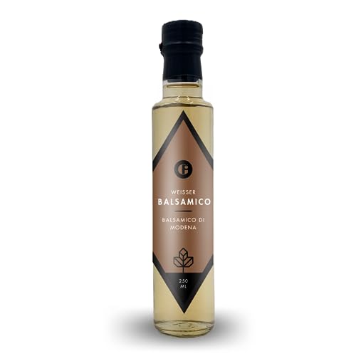 MEIN GENUSS Premium weißer Balsamico Essig di Modena - 250 ml Flasche - Trebbiano-Trauben im Eichenfass gereift - Säuregehlalt: 5,4% von MEIN GENUSS