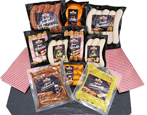 Barbecue Party Grillpaket mit Bratwürsten, Grillfleisch Steak mariniert, Käsegriller, Rauchwurst - 9x Grillspezialitäten im Grillset von MEISTER'S