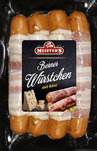 Berner Würstchen mit Käse & Bacon | Käsewurst geräuchert | Bratwurst fein | BBQ Griller zum Braten & Grillen 300g von MEISTER'S