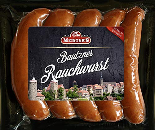 Echte Rauchwurst Buchenholz geräuchert | herzhafte Bautzner Wurst Delikatesse für BBQ Grill und Pfanne | 5 x 100g von MEISTER'S