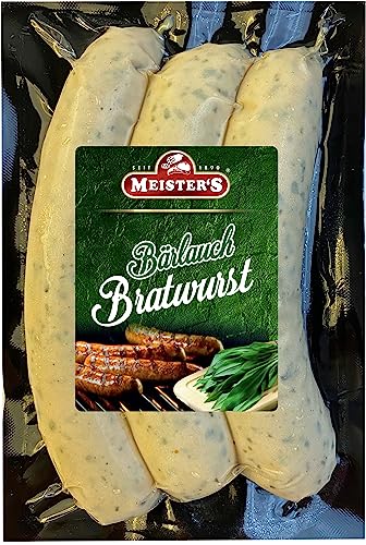 Meisters Bratwurst mit Bärlauch | Bärlauchbratwurst | Wurst zum Grillen und Braten | Grillwurst Bärlauchgriller 300g von MEISTER'S
