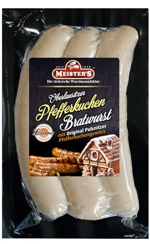 Pfefferkuchen Bratwurst | Lebkuchen Bratwürste für Weihnachten | Mit original Pulsnitz Pfefferkuchengewürz (300g) von MEISTER'S