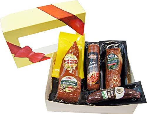 Schinken Salami Set Gourmet Auslese Geschenk | Rindersalami ganze Wurst | Räucherlende | Putenschinken | Lachsschinken am Stück von MEISTER'S