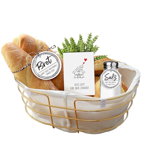 MEJOSER Brot und Salz Geschenk zum Einzug, 2 Anhänger + 1 A6 Karte zum Einzug, Einzugsgeschenke Wohnung, Einweihungsgeschenk Haus, Geschenk zum Einzug Umzug Richtfest (Weiß) von MEJOSER