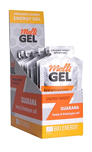 MelliGel Guarana Bio-Honig Sport Gel 32g, 12 Stück (12 x 32g) und Himalaya-Salz aus dem Salzbereich Punjab Pakistan von MELLI GEL