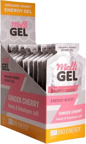 MelliGel Ginger Cherry Bio-Honig Sport Gel 32g with Himalayan Salt from Punjab Pakistan, 12 Stück (12 x 32g) von MELLIGEL