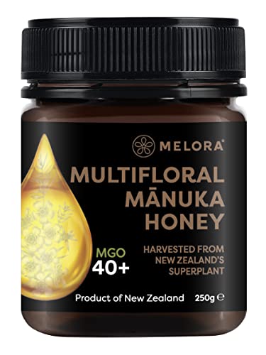 Melora Echter neuseeländischer Manuka-Honig 40 MGO, 250 g – 100% reines und rückverfolgbares Manuka aus Neuseeland von MELORA