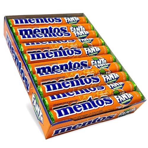 Mentos Fanta Dragees, Limited Edition, Multipack (20 Rollen à 37,5g) Kaubonbons mit fruchtigem Orangen-Limonaden Geschmack von MENTOS