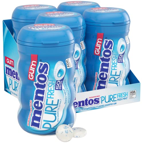 Mentos Gum Big Bottle Curvy, Pure Fresh Mint, 50 Count (Pack Of 4) von MENTOS