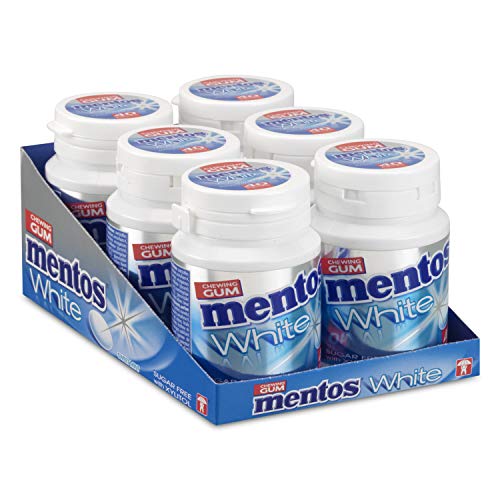 Mentos Gum White Sweet Mint, zuckerfreier Kaugummi - Packung mit 6 Gläsern 40er Kaugummi, Minzgeschmack für frischen Atem von MENTOS