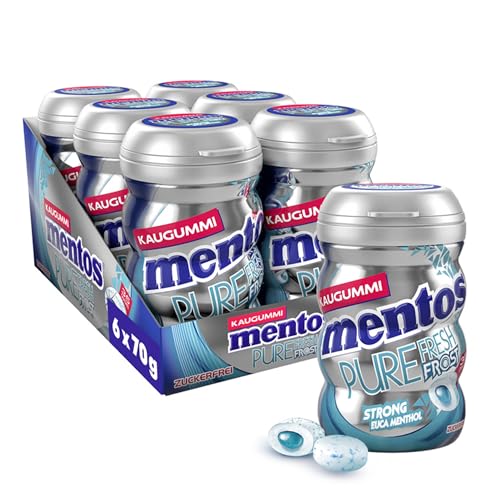 Mentos Kaugummi Pure Fresh Frost, 6 Boxen zuckerfreie Chewing Gum Dragees mit Menthol-Eukalyptus-Geschmack & flüssiger Füllung, Multipack (6 x 35 Stück) von MENTOS