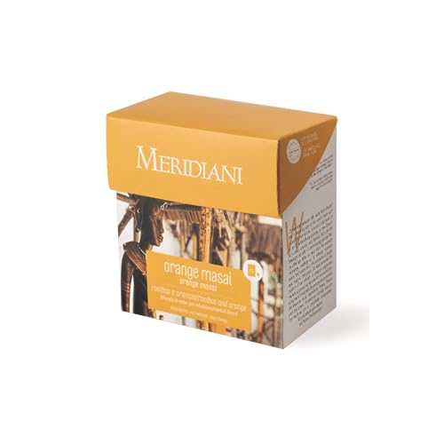 Meridiani® | Rooibos- und Orangenaufguss | Kräutermischung zum Aufguss | Roter Rooibos-Tee ohne Koffein – 15 Teebeutel (30 g) | Rooibos-Honeybush-Kräutertee von MERIDIANI