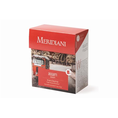 Meridiani® | Assam Indischer Schwarztee | Indischer Schwarztee Assam | Assam-Umhüllungs- und Malzbeutel – 15 Teefilter (30 g) | Schwarzer Assam-Tee von MERIDIANI