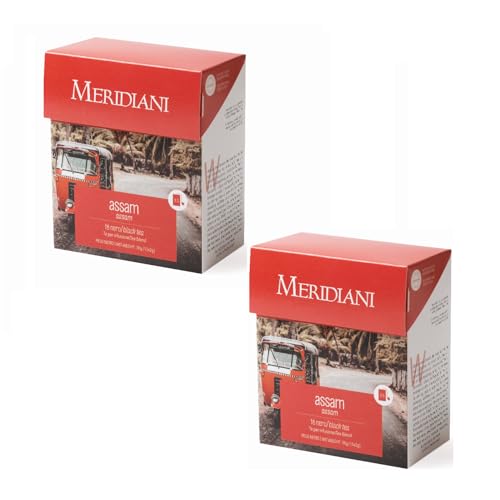 Meridiani® | Assam Indischer Schwarztee | Indischer Schwarztee Assam | Assam-Umhüllungs- und Malzbeutel – 2 x 15 Teefilter (60 g) | Schwarzer Assam-Tee von MERIDIANI