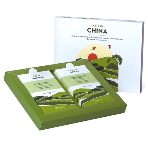 Meridiani® | China Flavours Geschenkbox | Schwarzer Tee, tropische Früchte + Zucker, Zitronen- und Ingwergeschmack | Schwarzer Tee und aromatisierter Zucker - (60 Gr) von MERIDIANI
