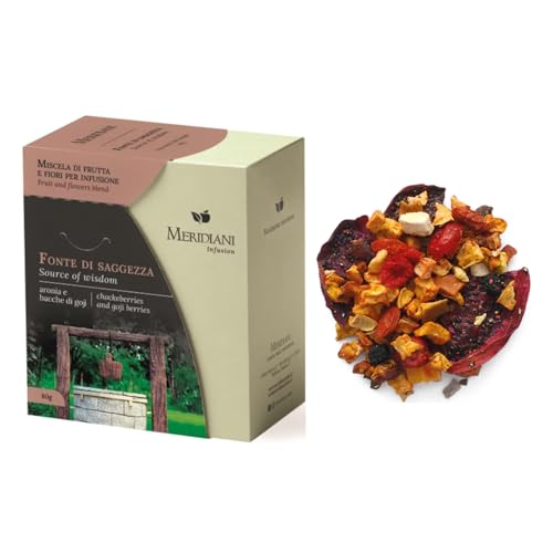 Meridiani® | Mischung aus Kräutern und tropischen Früchten zum Aufguss | Süße Mischung aus Goji-Beeren, Kiwi, Ananas, Papaya und Preiselbeeren – (80 Gr) von MERIDIANI