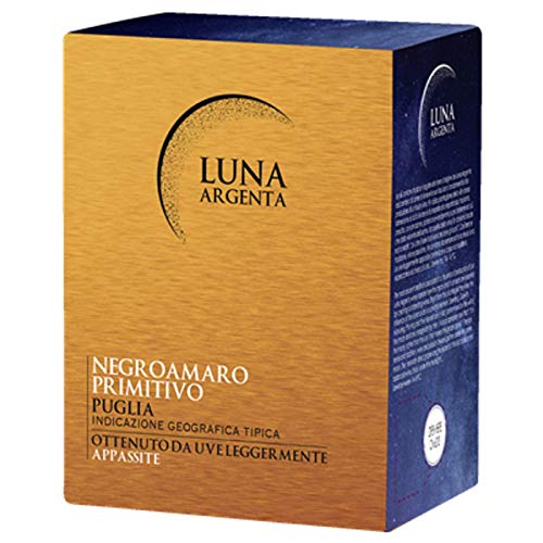 Rotwein Italien Cuvée Negroamaro und Primitivo Luna Argenta Bag in Box trocken (1x5L) von MGM Mondo del Vino, 47121 Forli, Italien