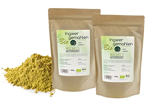 Michel´s Naturprodukte - BIO Ingwerpulver aus Indien, 1kg (2x500g), Abgefüllt in Deutschland, Vegan und Laktosefrei, Fein Gemahlen, 100% Natürlich und Rein - Ohne Zusatzstoffe Michel´s Naturprodukte - BIO Ingwerpulver aus Indien, 1kg (2x500g), Abgefüllt in Deutschland, Vegan und Laktosefrei, Fein Gemahlen, 100% Natürlich und Rein - Ohne Zusatzstoffe von MICHEL´S NATURPRODUKTE