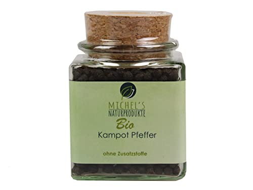 Michel´s Naturprodukte - BIO Kampot Pfeffer, 100g, Schwarze Pfefferkörner aus Kambodscha, Für die Mühle geeignet Michel´s Naturprodukte - BIO Kampot Pfeffer, 100g, Schwarze Pfefferkörner aus Kambodscha, Für die Mühle geeignet von MICHEL´S NATURPRODUKTE