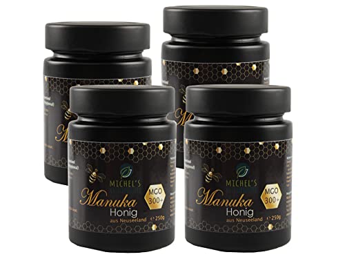 Michel´s Naturprodukte - Manuka Honig MGO 300+, 1kg (4x250g), 100% Pur aus Neuseeland mit zertifiziertem Methylglyoxal Gehalt von MICHEL´S NATURPRODUKTE