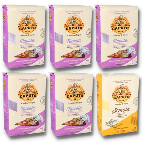 5x1kg Caputo Nuvola + 1x1kg Caputo Semola Rimacinata Starter Set inkl. Migase Teigkarte… von MIGASE