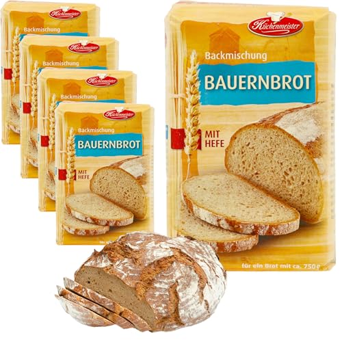 Bauernbrot Brotbackmischung von Frießinger Mühle, 5x500g, für den Backofen, Holzofen oder Brotbackautomaten. Gratis Teigkarte von MIGASE von MIGASE