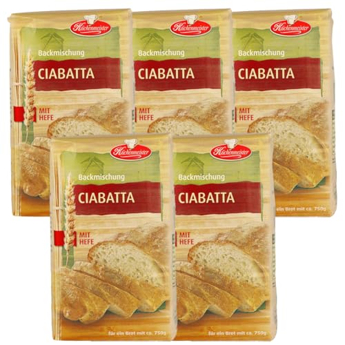 Ciabatta Brotbackmischung von Frießinger Mühle, 5x500g, für den Backofen, Holzofen oder Brotbackautomaten. Gratis Teigkarte von MIGASE von MIGASE