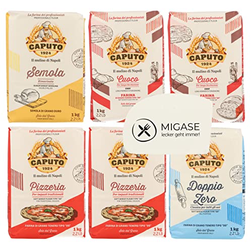 MIGASE Set für Pizza - Gratis Teigkarte mit verschiedenen Mehlen von Molino Caputo - Dem Premium Pizzamehl aus Italien (Cuoco, Pizzeria, Doppio Zero, Semola) von MIGASE