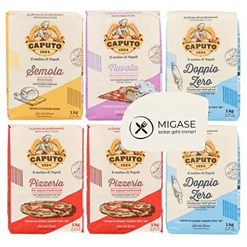 MIGASE Set für Pizza - Gratis Teigkarte mit verschiedenen Mehlen von Molino Caputo - Dem Premium Pizzamehl aus Italien (Pizzeria, Doppio Zero, Nuvola, Semola) von MIGASE