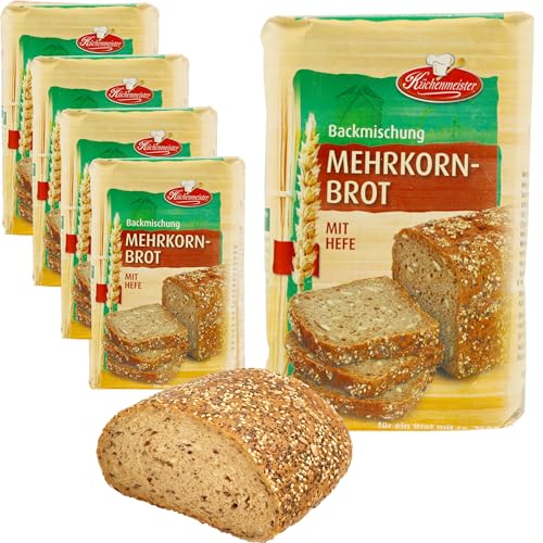 Mehrkornbrot Brotbackmischung von Frießinger Mühle, 5x500g, für den Backofen, Holzofen oder Brotbackautomaten. Gratis Teigkarte von MIGASE von MIGASE