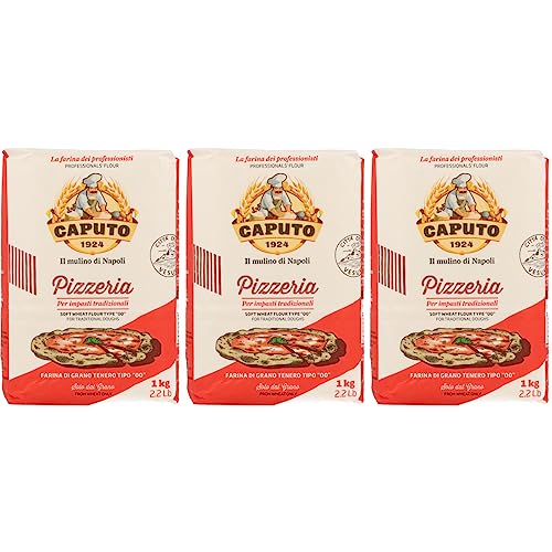 Molino Caputo Pizzamehl Set mit Gratis Pizzateigkarte von MIGASE - je 3x1kg Folgende Sorten sind erhältlich. Cuoco, Pizzeria, Doppio Zero, Nuvola, Manitoba und Semola (3x1kg Pizzeria) von MIGASE