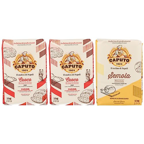 Molino Caputo Pizzamehl Set mit Gratis Pizzateigkarte von MIGASE - je 3x1kg. Folgende Sorten sind erhältlich. Cuoco, Pizzeria, Doppio Zero, Nuvola, Manitoba und Semola (2x1kg Cuoco 1kg Semola) von MIGASE