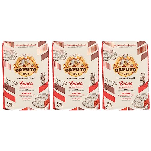 Molino Caputo Pizzamehl Set mit Gratis Pizzateigkarte von MIGASE - je 3x1kg. Folgende Sorten sind erhältlich. Cuoco, Pizzeria, Doppio Zero, Nuvola, Manitoba und Semola (3x1kg Cuoco) von MIGASE